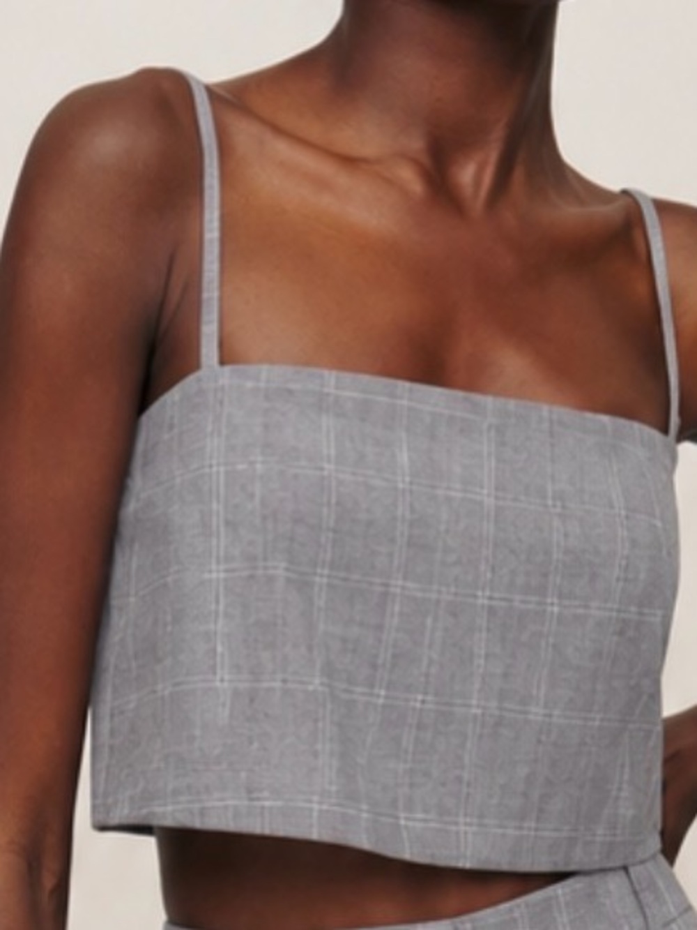 Reformation NEW Cleo Grey Check Crop Top